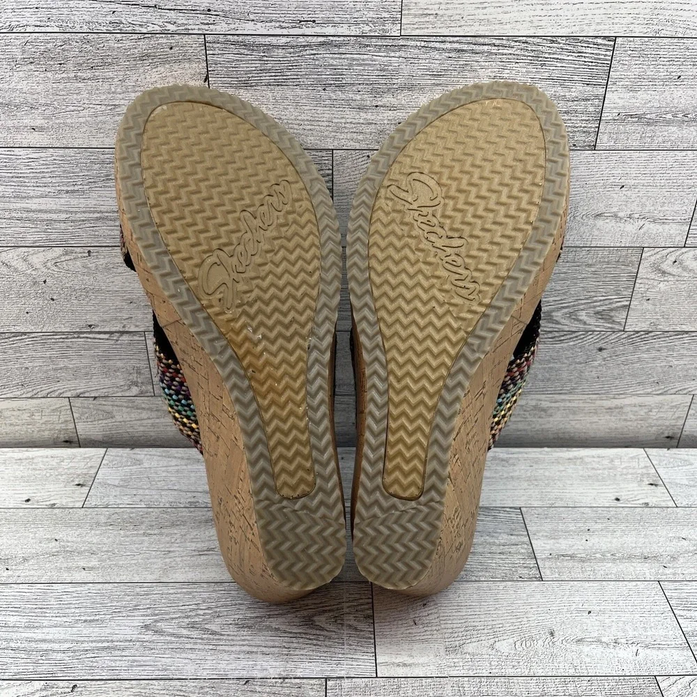 Skechers Wedge Sandal Women's Size 10‎ Beverlee Rainbow Luxe Foam Shoes 38554